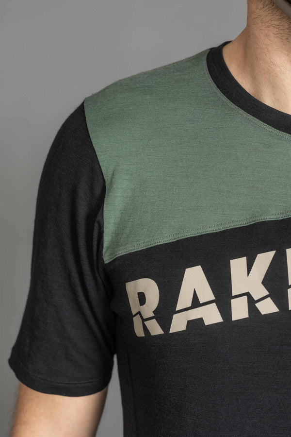 RAKNA MTB T-shirt merino mountainbike trøje sort herre højre skulder