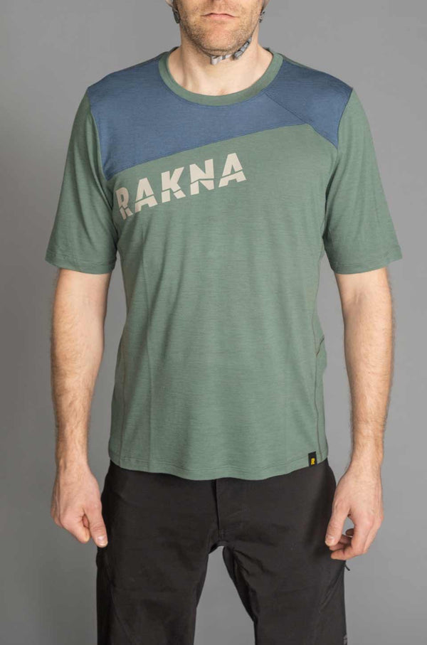 RAKNA MTB T-shirt merino mountainbike trøje grøn herre forfra