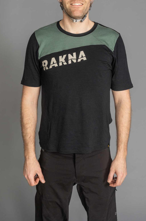RAKNA MTB T-shirt merino mountainbike trøje sort herre forfra