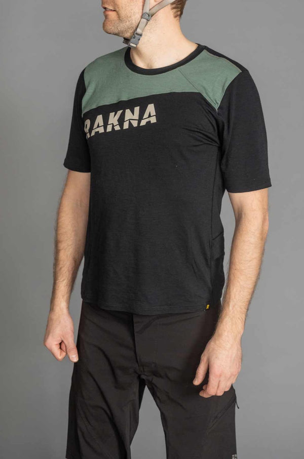 RAKNA MTB T-shirt merino mountainbike trøje sort herre venstre side