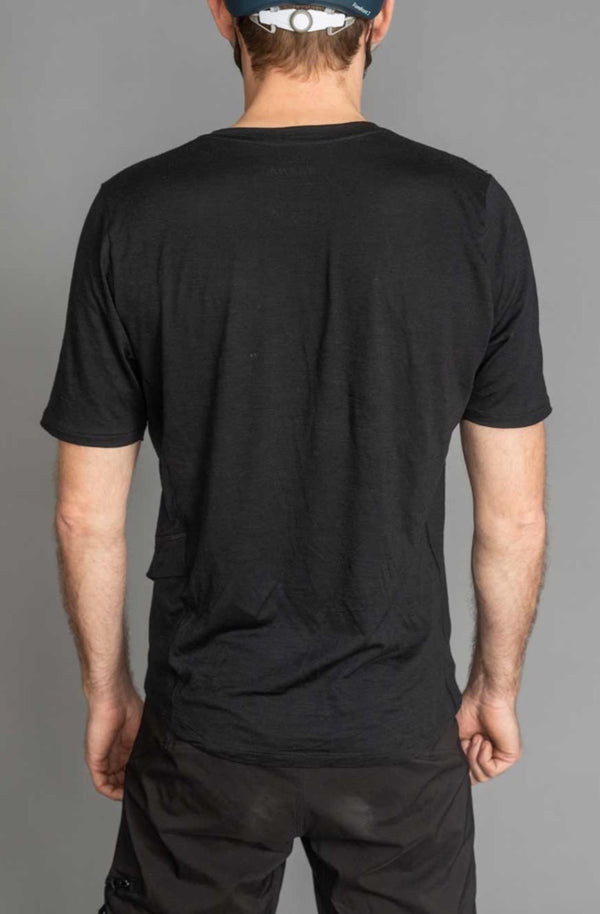 RAKNA MTB T-shirt merino mountainbike trøje sort herre bagfra