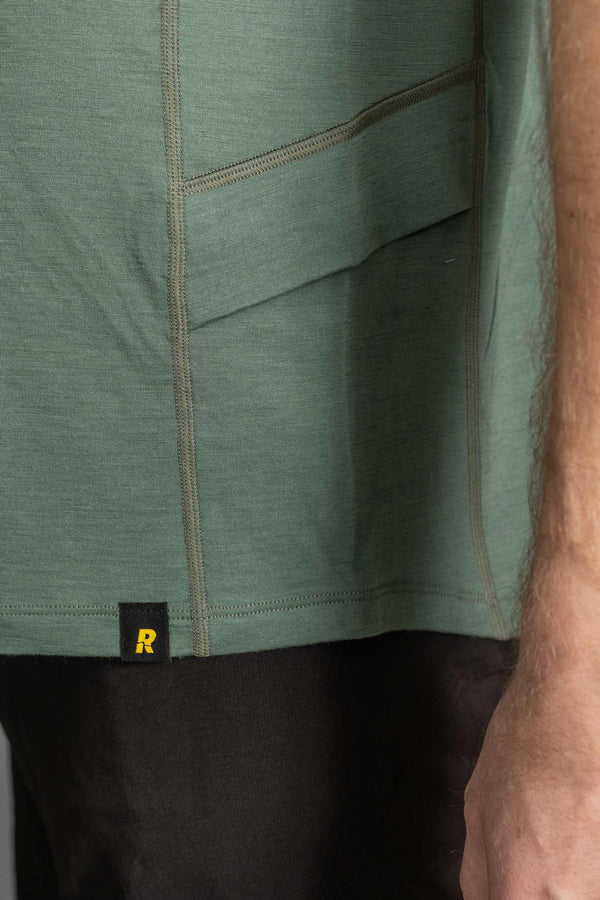 RAKNA MTB T-shirt merino mountainbike trøje grøn herre lomme